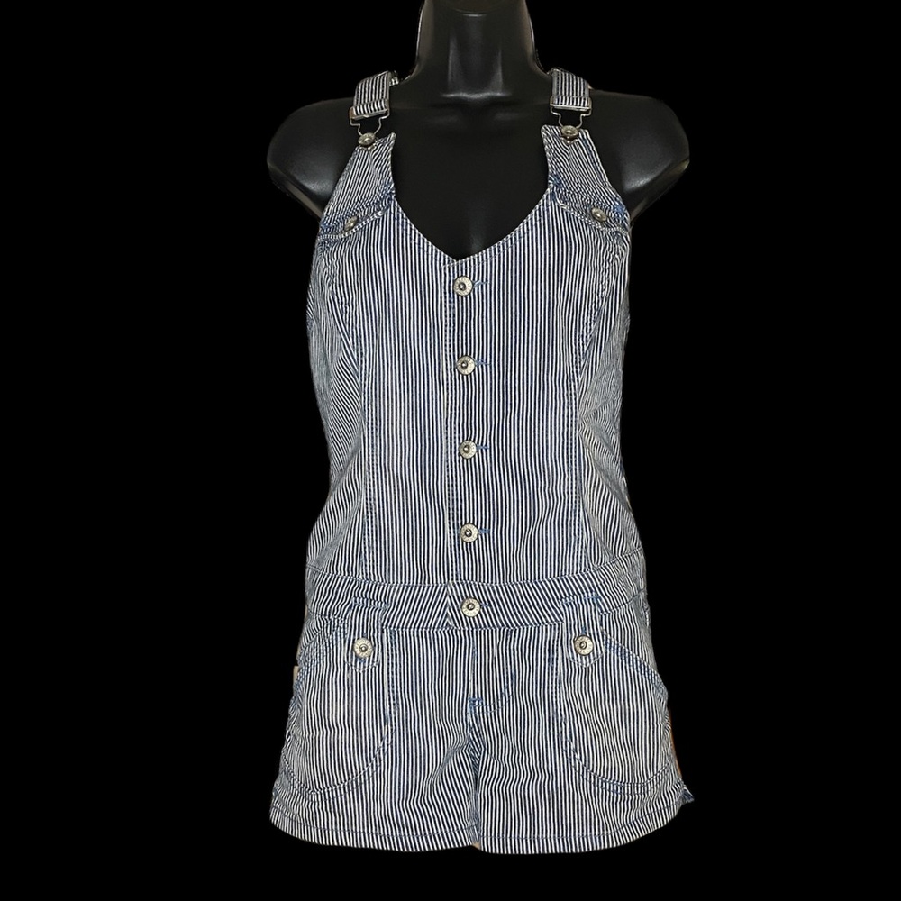 Striped Denim Overalls
